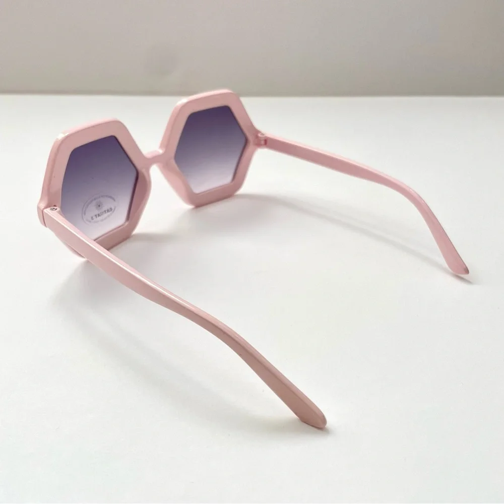Girls Pink Sunglasses With Hexagon Frames- Super Chic!